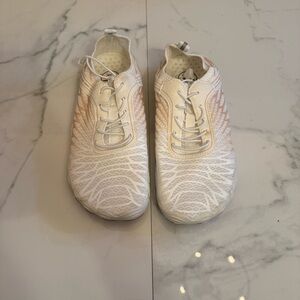 Stylish White and Orange Women's Sneakers